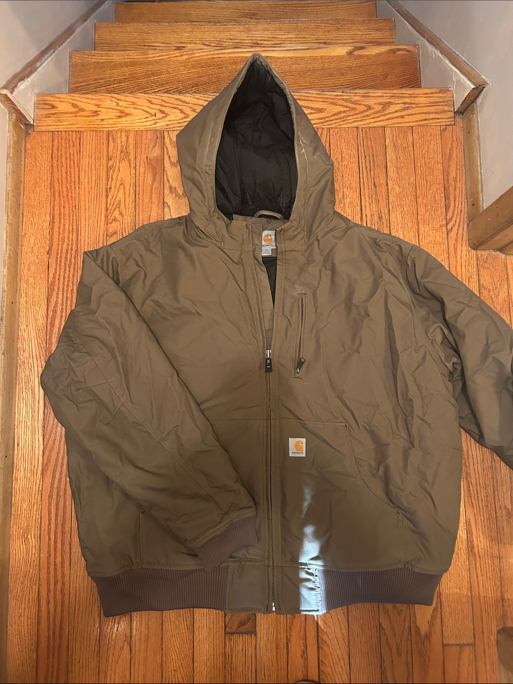Carhartt Men's Hooded Puffer Jacket in Olive